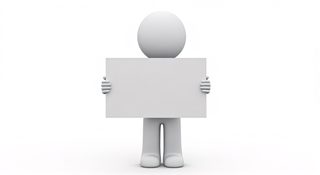character holding sign