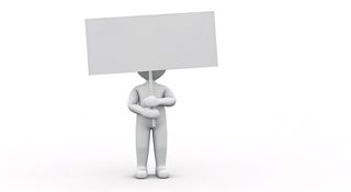 character holding sign