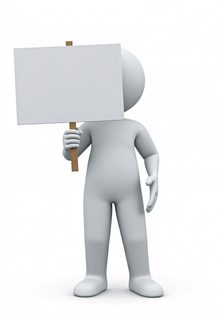 character holding sign