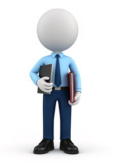 business character with books