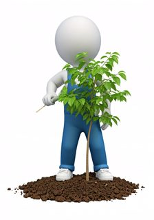 character planting tree