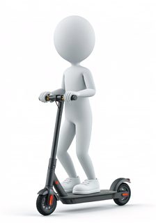 character riding scooter
