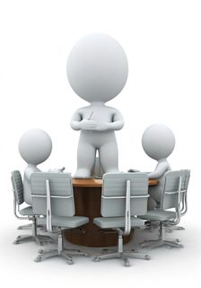 character boardroom meeting