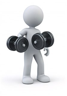White figure with dumbbells