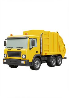 yellow garbage truck