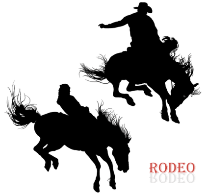 Cowboy Riding Horse in Rodeo Vector Art