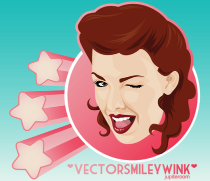 Beautiful Young Woman Winking and Smiling Vector