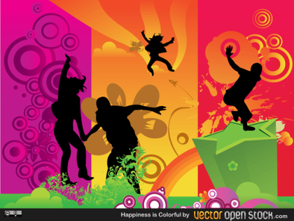 Happiness is Colorful – Vector Fun People Illustration
