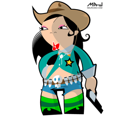 Asian Cowgirl Mascot Vector