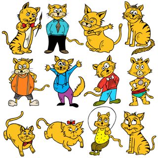 Cartoon Cats in Various Poses