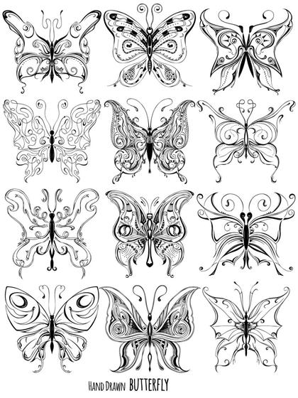 Hand-Drawn Butterfly Collection