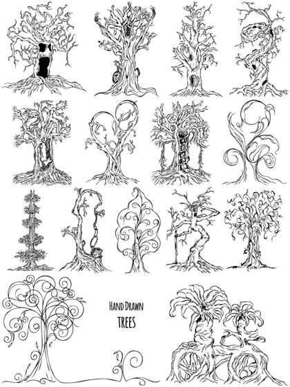Hand-Drawn Trees Collection