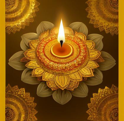 Golden Diwali Greeting Card Design