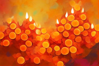 Orange Diwali Greeting Card Design