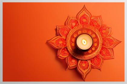 Orange Happy Diwali Card Image