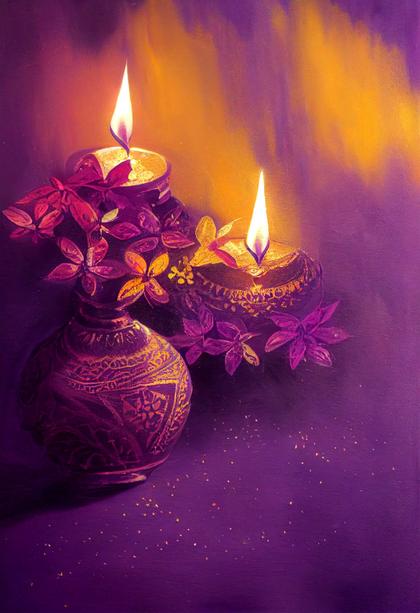 Purple and Gold Diwali Poster
