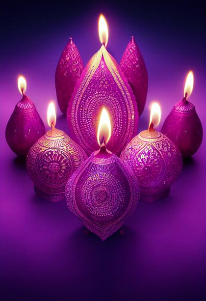 Purple Happy Diwali Card Design