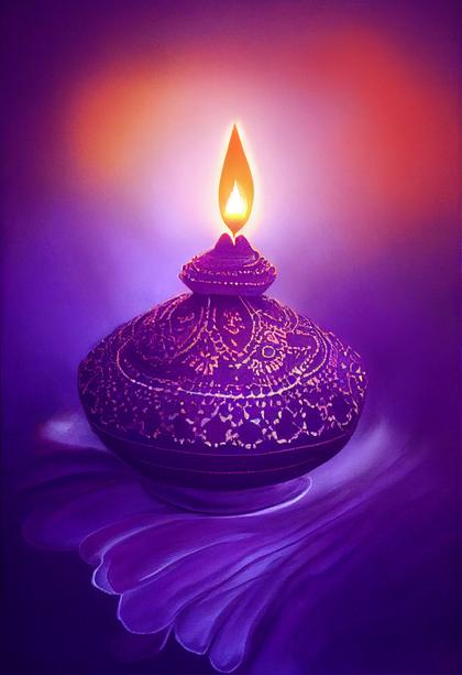 Purple Diwali Diya Background Image