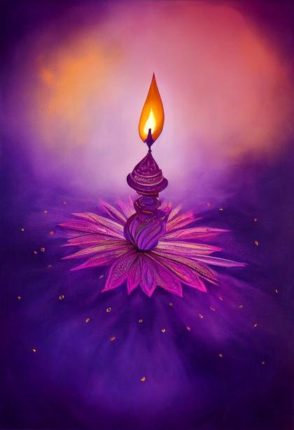 Purple Happy Diwali Card Image