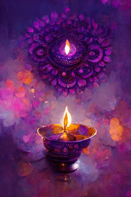 Purple Diwali Greeting Image