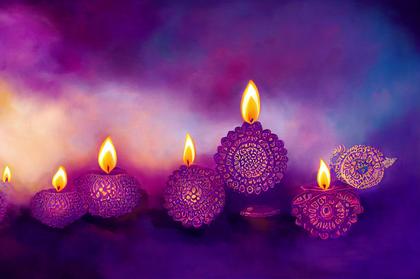Purple Diwali Greeting Card Design