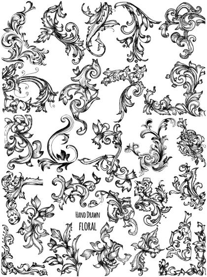 Hand Drawn Floral Ornaments