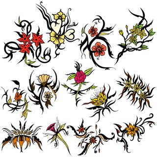 Tribal Floral Vector Graphics