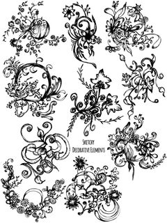 Sketchy Decorative Floral Elements
