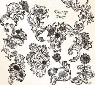 Vintage Floral Design Elements