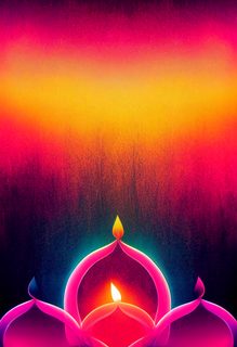 Glowing Pink Lotus Candle with Vibrant Warm Gradient Background