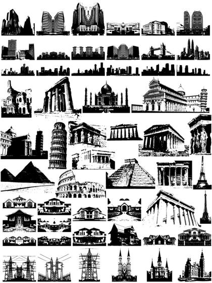 Silhouettes of Buildings and Landmarks