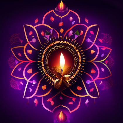 Diwali Diya Background with Rangoli Design