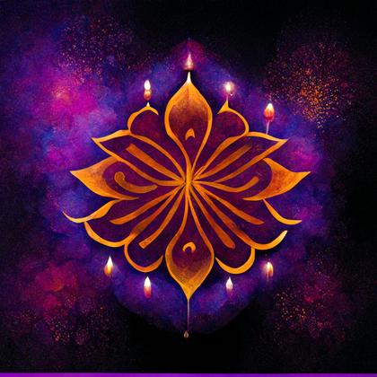 Diwali Background with Diya and Rangoli Design Image