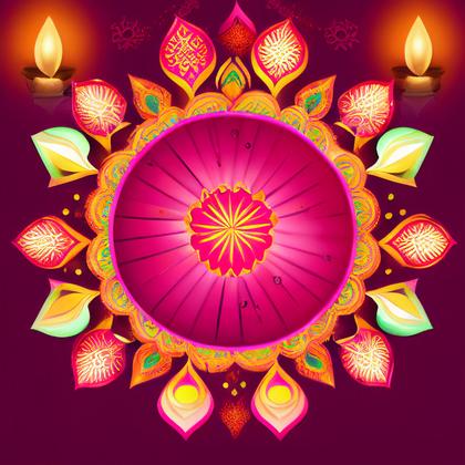 Diwali Diya Background with Rangoli Design