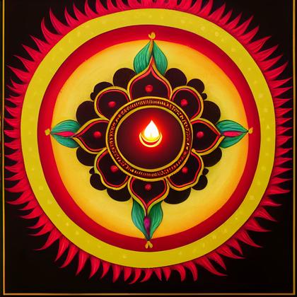 Diwali Background with Diya and Rangoli Design Image