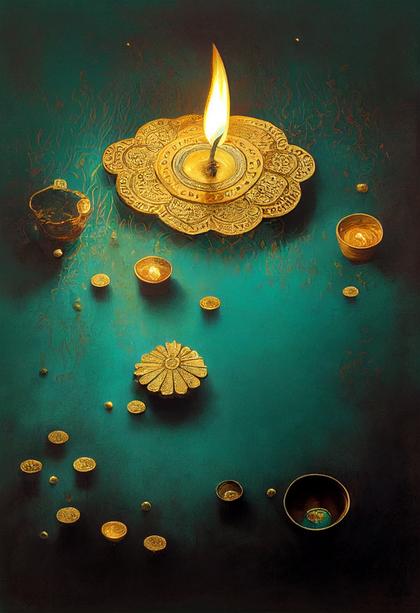 Diwali Gold Diya Poster