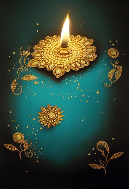 Diwali Gold Diya Poster Design