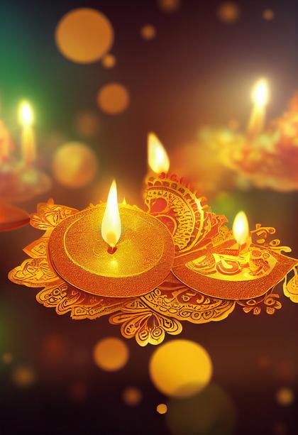 Golden Diwali Diya Greeting Card
