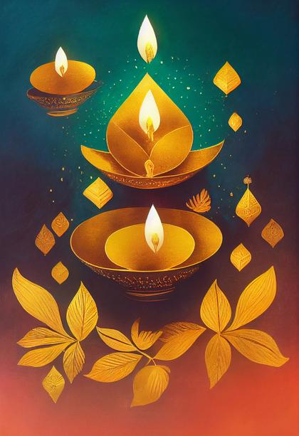 Diwali Festival Golden Diya Background