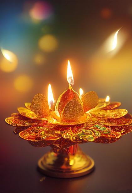 Elegant Golden Diya Diwali Background