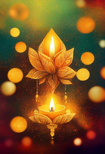 Golden Diwali Diya Background Image