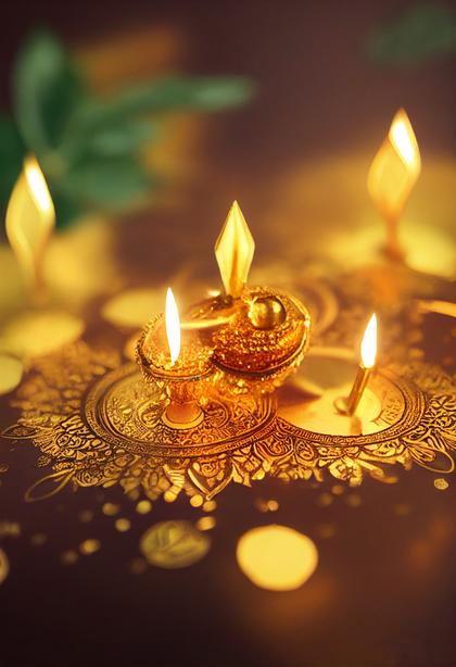 Happy Diwali Golden Diya Festival of Light Background Design