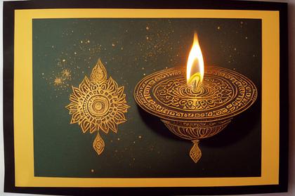 Elegant Golden Diya Diwali Background