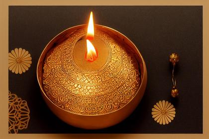 Happy Diwali Golden Diya Festival of Light Background