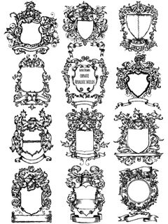 Ornate Heraldic Shields
