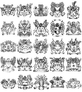 Detailed Black and White Heraldry Collection