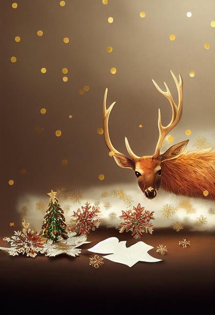 Christmas Background with Deer Image