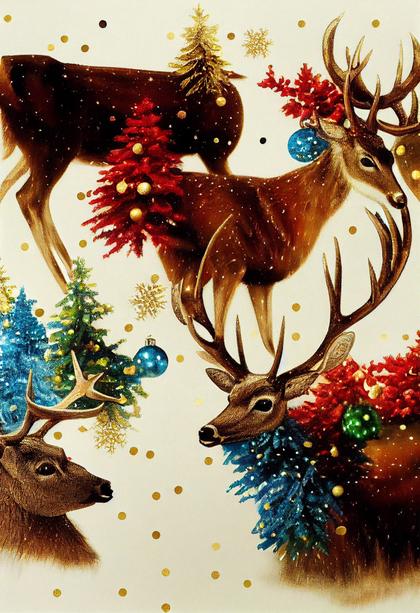 Christmas Background with Deer Image