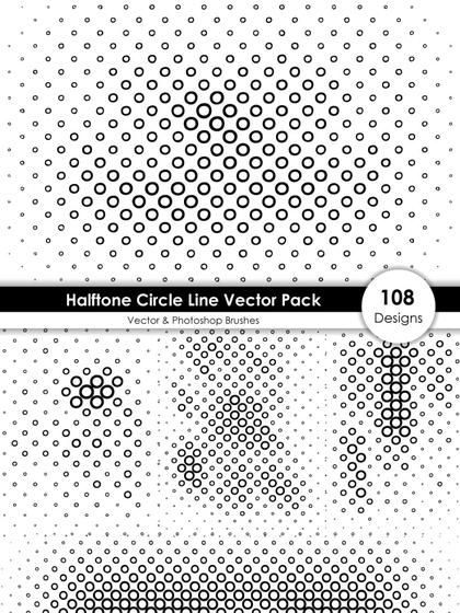 Halftone Circle Line Vector Pack