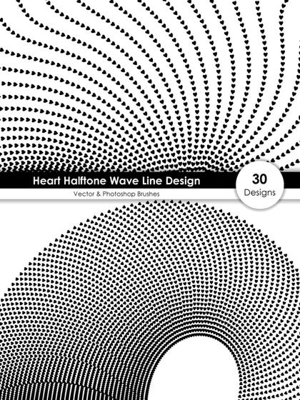 Heart Halftone Wave Design